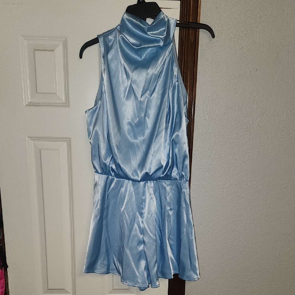 Elegant Light Blue Satin Dress